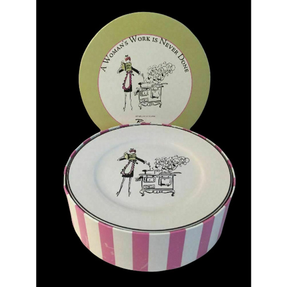 Set of 4 Rosanna Ceramic Salad Plates A Woman's Work is Never Done 8" - Picture 12 of 13
